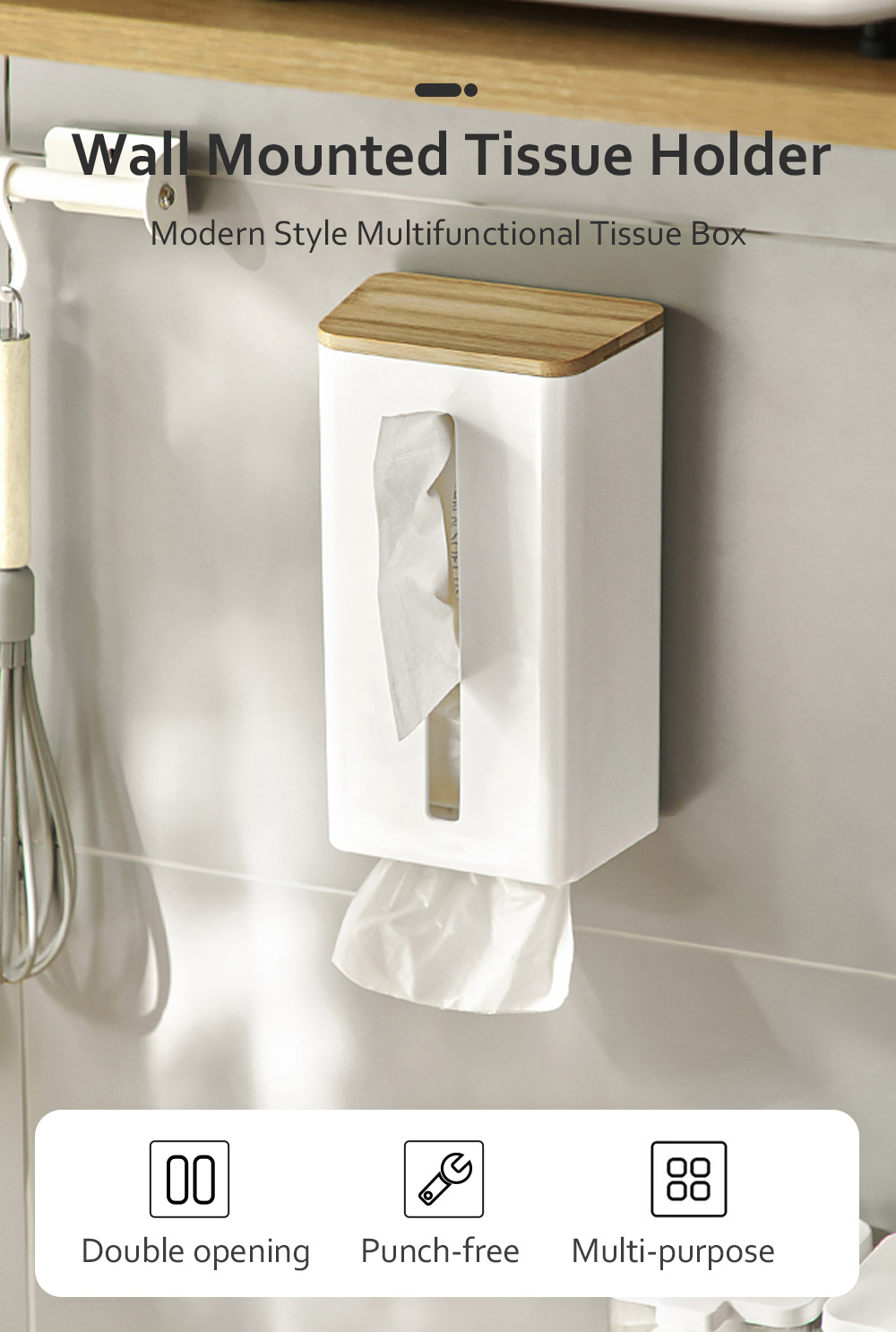 Wall Mounted Tissue Holder ABS Wipes Napkin Storage Box-1